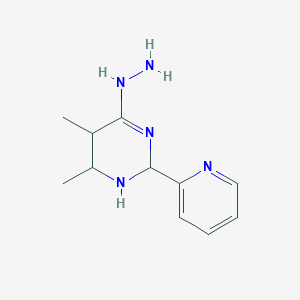 molecular formula C11H17N5 B12315685 (5,6-Dimethyl-2-pyridin-2-yl-1,2,5,6-tetrahydropyrimidin-4-yl)hydrazine 