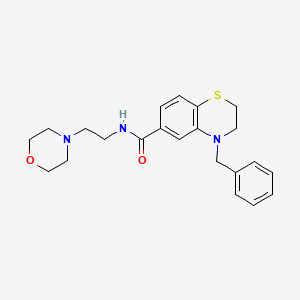 molecular formula C22H27N3O2S B1231569 N-[2-(4-morpholinyl)ethyl]-4-(phenylmethyl)-2,3-dihydro-1,4-benzothiazine-6-carboxamide 