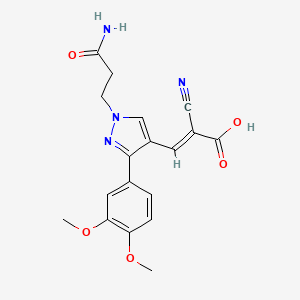 3-[1-(2-carbamoylethyl)-3-(3,4-dimethoxyphenyl)-1H-pyrazol-4-yl]-2-cyanoprop-2-enoic acid