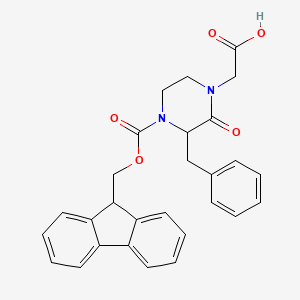 molecular formula C28H26N2O5 B12315752 2-[3-benzyl-4-(9H-fluoren-9-ylmethoxycarbonyl)-2-oxopiperazin-1-yl]acetic acid 