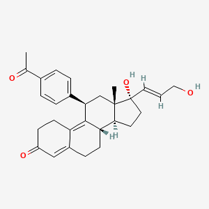 molecular formula C29H34O4 B1231577 (8S,11R,13S,14S,17S)-11-(4-acetylphenyl)-17-hydroxy-17-[(E)-3-hydroxyprop-1-enyl]-13-methyl-1,2,6,7,8,11,12,14,15,16-decahydrocyclopenta[a]phenanthren-3-one CAS No. 134235-42-0