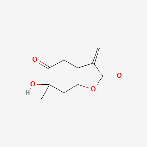 molecular formula C10H12O4 B12315773 6-Hydroxy-6-methyl-3-methylidene-3a,4,7,7a-tetrahydro-1-benzofuran-2,5-dione 