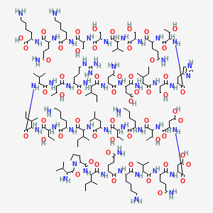 6-amino-2-[[5-amino-2-[[6-amino-2-[[2-[[2-[[2-[[2-[[5-amino-2-[[2-[[2-[[2-[[2-[[2-[[4-amino-2-[[2-[[2-[[2-[[2-[[2-[[2-[[6-amino-2-[[2-[[2-[[2-[[6-amino-2-[[2-[[2-[[2-[[5-amino-2-[[2-[[6-amino-2-[[5-amino-2-[[2-[[1-(2-amino-3-methylbutanoyl)pyrrolidine-2-carbonyl]amino]-3-methylpentanoyl]amino]-5-oxopentanoyl]amino]hexanoyl]amino]-3-methylbutanoyl]amino]-5-oxopentanoyl]amino]-3-carboxypropanoyl]amino]-3-carboxypropanoyl]amino]-3-hydroxybutanoyl]amino]hexanoyl]amino]-3-hydroxybutanoyl]amino]-4-methylpentanoyl]amino]-3-methylpentanoyl]amino]hexanoyl]amino]-3-hydroxybutanoyl]amino]-3-methylpentanoyl]amino]-3-methylbutanoyl]amino]-3-hydroxybutanoyl]amino]-5-carbamimidamidopentanoyl]amino]-3-methylpentanoyl]amino]-4-oxobutanoyl]amino]-3-carboxypropanoyl]amino]-3-methylpentanoyl]amino]-3-hydroxypropanoyl]amino]-3-(1H-imidazol-4-yl)propanoyl]amino]-3-hydroxybutanoyl]amino]-5-oxopentanoyl]amino]-3-hydroxypropanoyl]amino]-3-methylbutanoyl]amino]-3-hydroxypropanoyl]amino]-3-hydroxypropanoyl]amino]hexanoyl]amino]-5-oxopentanoyl]amino]hexanoic acid