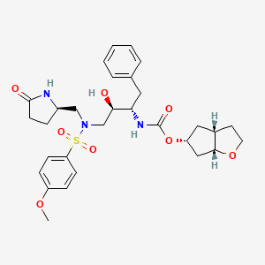 molecular formula C30H39N3O8S B1231582 (3as,5r,6ar)-Hexahydro-2h-Cyclopenta[b]furan-5-Yl [(1s,2r)-1-Benzyl-2-Hydroxy-3-([(4-Methoxyphenyl)sulfonyl]{[(2r)-5-Oxopyrrolidin-2-Yl]methyl}amino)propyl]carbamate 