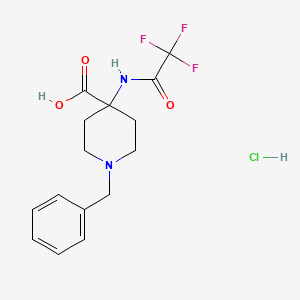 molecular formula C15H18ClF3N2O3 B12315857 1-Benzyl-4-(trifluoroacetamido)piperidine-4-carboxylic acid hydrochloride 