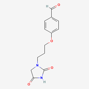 molecular formula C13H14N2O4 B12315920 4-(3-(2,4-Dioxoimidazolidin-1-yl)propoxy)benzaldehyde 