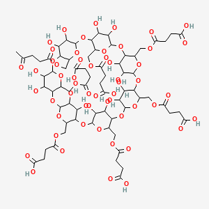 4-Oxo-4-[[10,15,20,25,30-pentakis(3-carboxypropanoyloxymethyl)-36,37,38,39,40,41,42,43,44,45,46,47,48,49-tetradecahydroxy-35-(4-oxopentanoyloxymethyl)-2,4,7,9,12,14,17,19,22,24,27,29,32,34-tetradecaoxaoctacyclo[31.2.2.23,6.28,11.213,16.218,21.223,26.228,31]nonatetracontan-5-yl]methoxy]butanoic acid