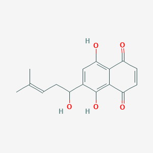 molecular formula C16H16O5 B12315994 1,4-Naphthalenedione,5,8-dihydroxy-2-(1-hydroxy-4-methyl-3-pentenyl)- 