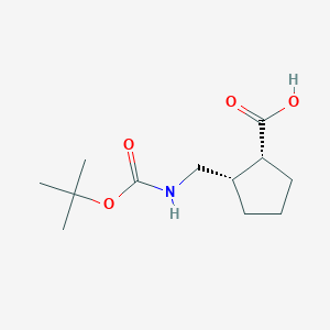 molecular formula C12H21NO4 B12315996 Rel-2-({[(tert-butoxy)carbonyl]amino}methyl)cyclopentane-1-carboxylic acid, cis 