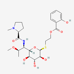molecular formula C24H36N2O9S B1231600 2-[(2S,3S,4R,5R,6S)-3,4,5-三羟基-6-[(1R,2R)-2-甲氧基-1-[[(2S)-1-甲基吡咯烷-2-羰基]氨基]丙基]四氢吡喃-2-基]硫代乙基 2-羟基苯甲酸酯 
