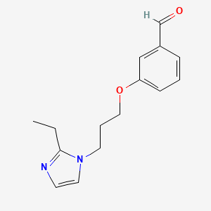 molecular formula C15H18N2O2 B12316019 3-(3-(2-ethyl-1H-imidazol-1-yl)propoxy)benzaldehyde 