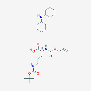 molecular formula C26H47N3O6 B12316035 N-cyclohexylcyclohexanamine;5-[(2-methylpropan-2-yl)oxycarbonylamino]-2-(prop-2-enoxycarbonylamino)pentanoic acid 