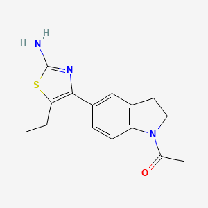 molecular formula C15H17N3OS B12316057 1-(5-(2-Amino-5-ethylthiazol-4-yl)indolin-1-yl)ethan-1-one 