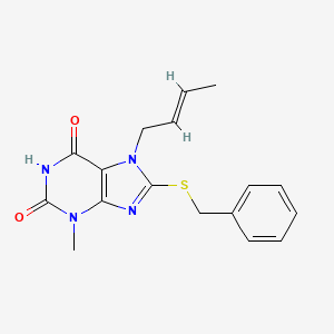 molecular formula C17H18N4O2S B1231607 8-苄基硫代-7-[(E)-丁-2-烯基]-3-甲基嘌呤-2,6-二酮 