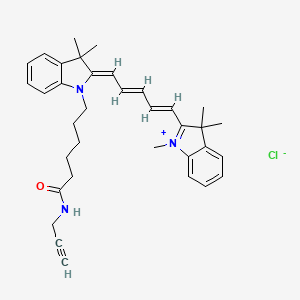 molecular formula C35H42ClN3O B12316119 6-[(2Z)-3,3-dimethyl-2-[(2E,4E)-5-(1,3,3-trimethylindol-1-ium-2-yl)penta-2,4-dienylidene]indol-1-yl]-N-prop-2-ynylhexanamide;chloride 