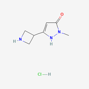 molecular formula C7H12ClN3O B12316141 3-(azetidin-3-yl)-1-methyl-1H-pyrazol-5-ol hydrochloride 