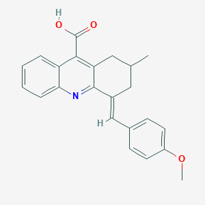 molecular formula C23H21NO3 B12316154 4-(4-Methoxy-benzylidene)-2-methyl-1,2,3,4-tetrahydro-acridine-9-carboxylic acid 