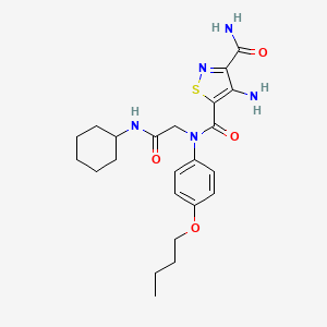 molecular formula C23H31N5O4S B1231616 4-amino-N5-(4-butoxyphenyl)-N5-[2-(cyclohexylamino)-2-oxoethyl]isothiazole-3,5-dicarboxamide 