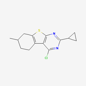 molecular formula C14H15ClN2S B12316163 4-Chloro-2-cyclopropyl-7-methyl-5,6,7,8-tetrahydrobenzo[4,5]thieno[2,3-d]pyrimidine 