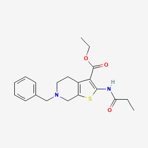 molecular formula C20H24N2O3S B1231621 2-(1-氧代丙氨基)-6-(苯甲基)-5,7-二氢-4H-噻吩并[2,3-c]吡啶-3-羧酸乙酯 