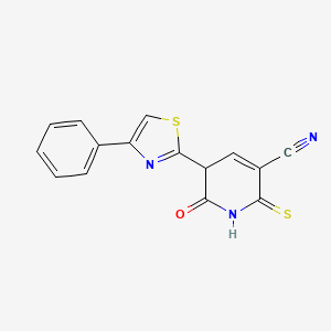 6-Oxo-5-(4-phenyl-1,3-thiazol-2-yl)-2-sulfanylidene-1,5-dihydropyridine-3-carbonitrile