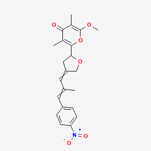 2-Methoxy-3,5-dimethyl-6-[4-[2-methyl-3-(4-nitrophenyl)prop-2-enylidene]oxolan-2-yl]pyran-4-one