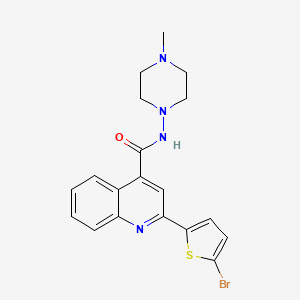 molecular formula C19H19BrN4OS B1231639 2-(5-bromo-2-thiophenyl)-N-(4-methyl-1-piperazinyl)-4-quinolinecarboxamide 