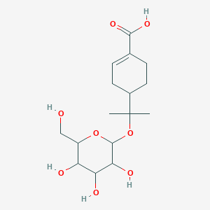 molecular formula C16H26O8 B12316393 4-[2-[3,4,5-Trihydroxy-6-(hydroxymethyl)oxan-2-yl]oxypropan-2-yl]cyclohexene-1-carboxylic acid 