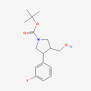 molecular formula C16H22FNO3 B12316434 (3R,4S)-tert-Butyl 3-(3-fluorophenyl)-4-(hydroxymethyl)pyrrolidine-1-carboxylate 