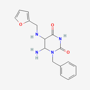 molecular formula C16H18N4O3 B12316505 6-Amino-1-benzyl-5-(furan-2-ylmethylamino)-1,3-diazinane-2,4-dione 