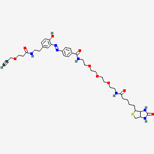 molecular formula C39H53N7O9S B12316550 4-[[2-hydroxy-5-[2-(3-prop-2-ynoxypropanoylamino)ethyl]phenyl]diazenyl]-N-[2-[2-[2-[2-[5-(2-oxo-1,3,3a,4,6,6a-hexahydrothieno[3,4-d]imidazol-4-yl)pentanoylamino]ethoxy]ethoxy]ethoxy]ethyl]benzamide 