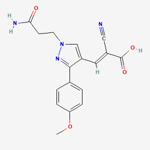 3-[1-(2-carbamoylethyl)-3-(4-methoxyphenyl)-1H-pyrazol-4-yl]-2-cyanoprop-2-enoic acid