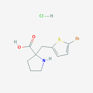 molecular formula C10H13BrClNO2S B12316587 (R)-alpha-(5-Bromo-2-thiophenylmethyl)proline HCl 