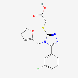 molecular formula C15H12ClN3O3S B12316614 2-{[5-(3-chlorophenyl)-4-(furan-2-ylmethyl)-4H-1,2,4-triazol-3-yl]sulfanyl}acetic acid 