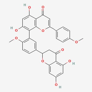 8-[5-(5,7-Dihydroxy-4-oxo-2,3-dihydrochromen-2-yl)-2-methoxyphenyl]-5,7-dihydroxy-2-(4-methoxyphenyl)chromen-4-one