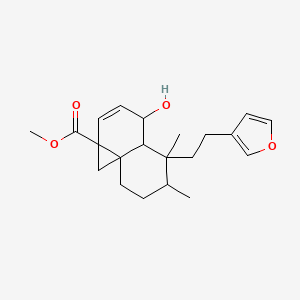 molecular formula C21H28O4 B12316737 Methyl 5-[2-(furan-3-yl)ethyl]-4-hydroxy-5,6-dimethyl-1,4,4a,6,7,8-hexahydrocyclopropa[j]naphthalene-1a-carboxylate 