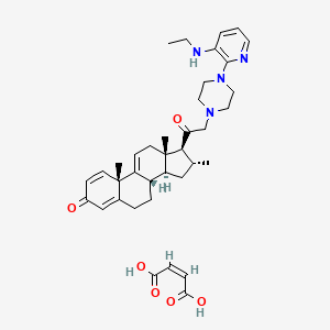 (Z)-But-2-enedioic acid;(8S,10S,13S,14S,16R,17S)-17-[2-[4-[3-(ethylamino)pyridin-2-yl]piperazin-1-yl]acetyl]-10,13,16-trimethyl-6,7,8,12,14,15,16,17-octahydrocyclopenta[a]phenanthren-3-one