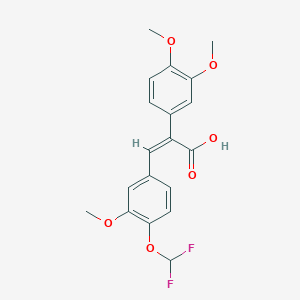 molecular formula C19H18F2O6 B12316771 (2E)-3-[4-(Difluoromethoxy)-3-methoxyphenyl]-2-(3,4-dimethoxyphenyl)prop-2-enoic acid 