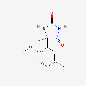 molecular formula C12H14N2O3 B12316838 5-(2-Methoxy-5-methylphenyl)-5-methylimidazolidine-2,4-dione 