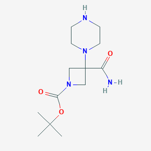 tert-Butyl 3-carbamoyl-3-(piperazin-1-yl)azetidine-1-carboxylate