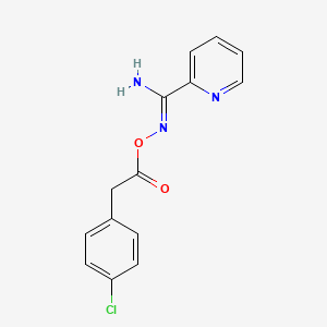 molecular formula C14H12ClN3O2 B1231686 N'-{[2-(4-chlorophenyl)acetyl]oxy}pyridine-2-carboximidamide 