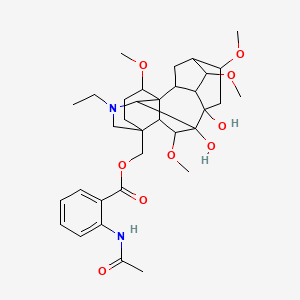 molecular formula C34H48N2O9 B12316888 (11-Ethyl-8,9-dihydroxy-4,6,16,18-tetramethoxy-11-azahexacyclo[7.7.2.12,5.01,10.03,8.013,17]nonadecan-13-yl)methyl 2-acetamidobenzoate 