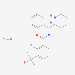 2-chloro-N-[phenyl(piperidin-2-yl)methyl]-3-(trifluoromethyl)benzamide;hydrochloride