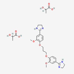 molecular formula C29H40N4O10 B1231697 1H-Imidazole, 2,2'-(1,3-propanediylbis(oxy(3-methoxy-4,1-phenylene)))bis(4,5-dihydro-, lactate CAS No. 152368-25-7