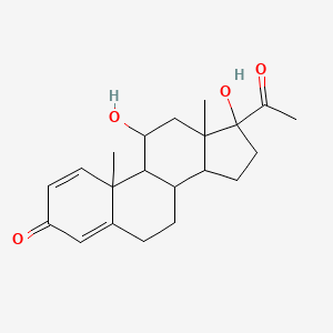 molecular formula C21H28O4 B12317011 11,17-Dihydroxypregna-1,4-diene-3,20-dione 