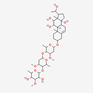 molecular formula C42H70O15 B12317013 3-[5-[5-(3,5-Dihydroxy-4-methoxy-6-methyloxan-2-yl)oxy-4-methoxy-6-methyloxan-2-yl]oxy-4-methoxy-6-methyloxan-2-yl]oxy-17-(1-hydroxyethyl)-10,13-dimethyl-1,2,3,4,7,8,9,11,12,15,16,17-dodecahydrocyclopenta[a]phenanthrene-11,12,14-triol 