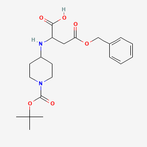 molecular formula C21H30N2O6 B12317031 (S)-4-(benzyloxy)-2-((1-(tert-butoxycarbonyl)piperidin-4-yl)amino)-4-oxobutanoic acid 