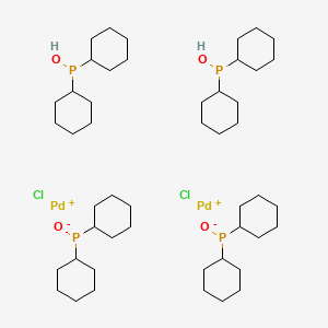 molecular formula C48H90Cl2O4P4Pd2 B12317047 Dihydrogen DI-MU-chlorotetrakis(dicyclohexylphosphinito-KP) dipalladate(2-) 