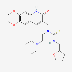 molecular formula C24H34N4O4S B1231709 1-[2-(diethylamino)ethyl]-1-[(7-oxo-3,6-dihydro-2H-[1,4]dioxino[2,3-g]quinolin-8-yl)methyl]-3-(2-oxolanylmethyl)thiourea 
