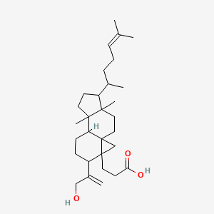 molecular formula C30H48O3 B12317126 3-[12-(3-Hydroxyprop-1-en-2-yl)-4,8-dimethyl-5-(6-methylhept-5-en-2-yl)-13-tetracyclo[7.5.0.01,13.04,8]tetradecanyl]propanoic acid 